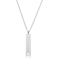 INOX COLAR PLACA VERTICAL CORAÇÃO VAZADO FOTOGRAVAÇÃO - EXIN 0013