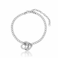 INOX PULSEIRA GRUMET FINA COM 2 CORAÇÕES - EXIN 0021
