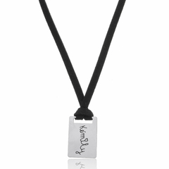INOX COLAR PLACA VERTICAL ESCRITA DE CRIANÇA CORDÃO DE COURO - EXIN 0025