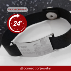 INOX PULSEIRA PEQUENA DE COURO COM FOTOGRAVAÇÃO - EXIN 0005 - comprar online