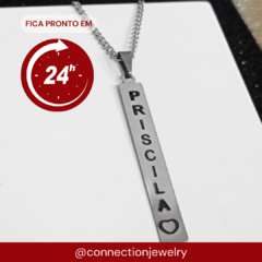 INOX COLAR PLACA VERTICAL COM NOME E CORAÇÃO - EXIN 0024 - comprar online