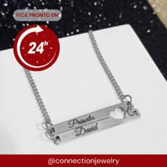 INOX COLAR 2 PLACAS E CORAÇÃO VAZADO COM NOMES - EXIN 0048 - comprar online