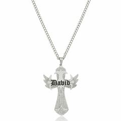 COLAR CRUZ EM INOX COM NOME PERSONALIZADO MODELO 2 - INOX IN 105 - comprar online