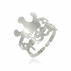 ANEL COM NOME GRAVADO E COROA - INOX IN 25 - comprar online
