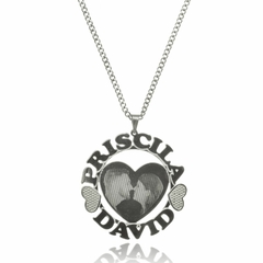 MANDALA COM NOMES PERSONALIZADOS E FOTOGRAVAÇÃO EM CORAÇÃO - INOX IN 69 - comprar online
