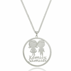 COLAR REDONDO COM NOME PERSONALIZADO E FILHOS - INOX IN 82 - comprar online