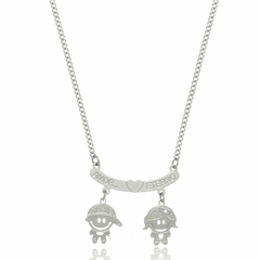 COLAR CANGA AMOR ETERNO COM BONECOS PENDURADOS - INOX IN 98 - comprar online