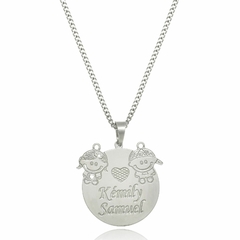 COLAR REDONDO COM BONECOS E NOMES PERSONALIZADOS - INOX IN 99 - comprar online