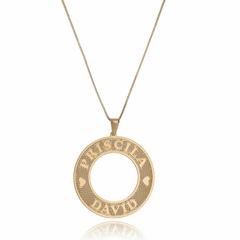 MANDALA REDONDA COM NOMES PERSONALIZADOS - MD 03 BANHADO OURO 18K - comprar online