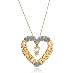 MANDALA CORAÇÃO E NOMES PERSONALIZADOS E BONECO PENDURADO - MD 116 BANHADO OURO 18K