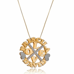 MANDALA LOVE COM NOMES PERSONALIZADOS - MD 121 BANHADO OURO 18K