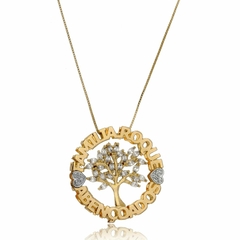 MANDALA ARVORE DA VIDA COM NOME DA FAMILIA E ADJETIVO - MD 122 SIMPLES OURO 18K