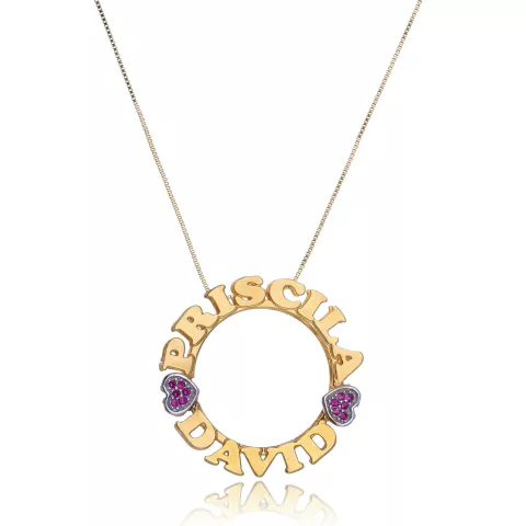 MANDALA COM NOMES PERSONALIZADOS E CORAÇÃO COM ZIRCONIA - MD 123 BANHADO OURO 18K