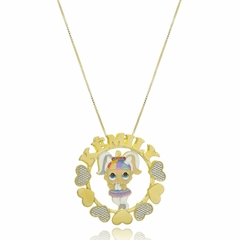 MANDALA COM NOME PERSONALIZADO E BONECA RESINADA - MD 135 BANHADO OURO 18K