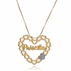 MANDALA CORAÇÃO COM NOME PERSONALIZADO NO CENTRO - MD 15 BANHADO OURO 18K
