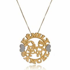 MANDALA FILHOS COM BONECO VAZADO - MD 28 BANHADO OURO 18K