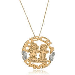 MANDALA COM NOME PERSONALIZADO E BONECO 3 - MD 37 BANHADO OURO 18K