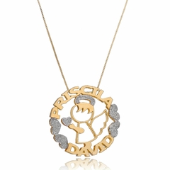 MANDALA ANJINHO COM NOME PERSONALIZADO - MD 46 BANHADO OURO 18K