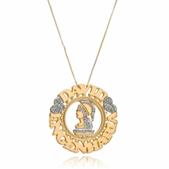 MANDALA COM NOME PERSONALIZADO E SIMBOLO DE PROFISSÃO - MD 50 BANHADO OURO 18K