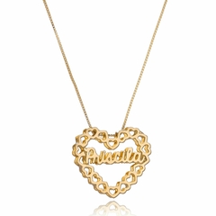 MANDALA CORAÇÃO VAZADO COM NOME NO CENTRO - MD 63 BANHADO OURO 18K