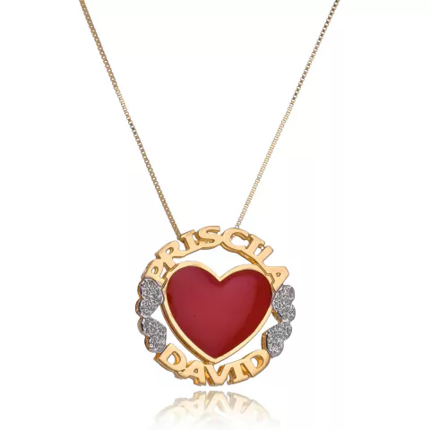 MANDALA COM NOMES PERSONALIZADO E CORAÇÃO RESINADO - MD 74 BANHADO OURO 18K