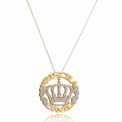 MANDALA COM NOMES PERSONALIZADO E COROA PARA RÓDIO NO CENTRO - MD 76 BANHADO OURO 18K