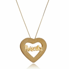 MANDALA CORAÇÃO COM NOME NO CENTRO - MD 77 BANHADO OURO 18K