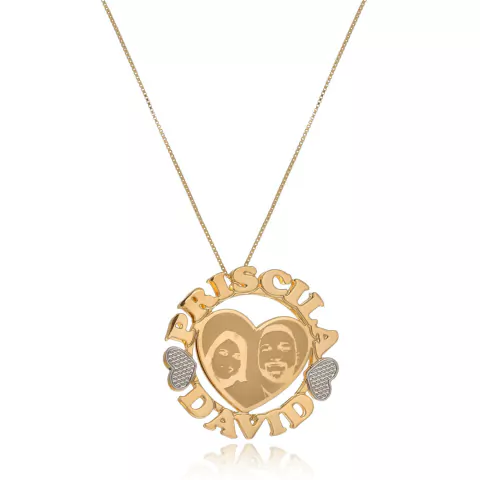 MANDALA COM NOMES PERSONALIZADOS E CORAÇÃO COM FOTOGRAÇÃO - MD 95 BANHADO OURO 18K