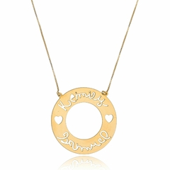 MANDALA COM ESCRITA DE CRIANÇAS VAZADA - MD 98 BANHADO OURO 18K