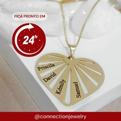 COLAR CORAÇÃO 6 NOMES - BANHADO OURO 18K EX 0005 - comprar online