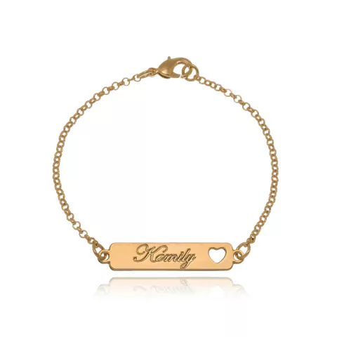 PULSEIRA INFANTIL COM NOME PERSONALIZADO E CORAÇÃO - PL 02 BANHADO OURO 18K