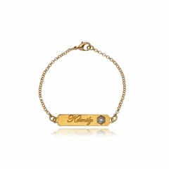 PULSEIRA INFANTIL COM NOME PERSONALIZADO E FLOR - PL 05 BANHADO OURO 18K