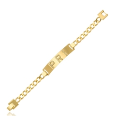 PULSEIRA PLACA COM INICIAIS EM CORRENTE ALTERNATIVA - PL 165 BANHADO OURO 18K