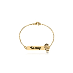 PULSEIRA COM NOME PERSONALIZADO E PRINCESA MODELO 3 - PL 177 BANHADO OURO 18K