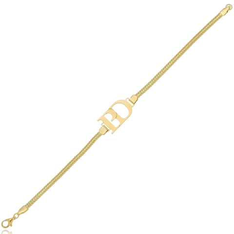 PULSEIRA INICIAIS EM CORDÃO CORDA - PL 202 BANHADO OURO 18K