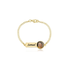 PULSEIRA COM NOME PERSONALIZADO E FOTOCOLORIDA - PL 204 BANHADO OURO 18K