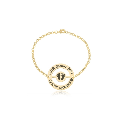 PULSEIRA COM DADOS E PÉZINHO - PL 229 BANHADO OURO 18K