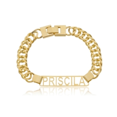 PULSEIRA COM NOME PERSONALIZADO VAZADO EM CORRENTE - PL 234 BANHADO OURO 18K