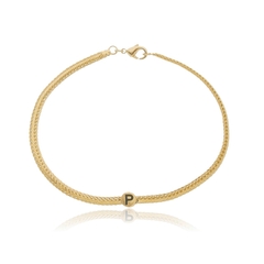 PULSEIRA COM INICIAL PERSONALIZADA EM CORRENTE CORDA - PL 238 BANHADO OURO 18K