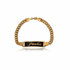 PULSEIRA COM NOME PERSONALIZADO RESINADO - PL 32 BANHADO OURO 18K