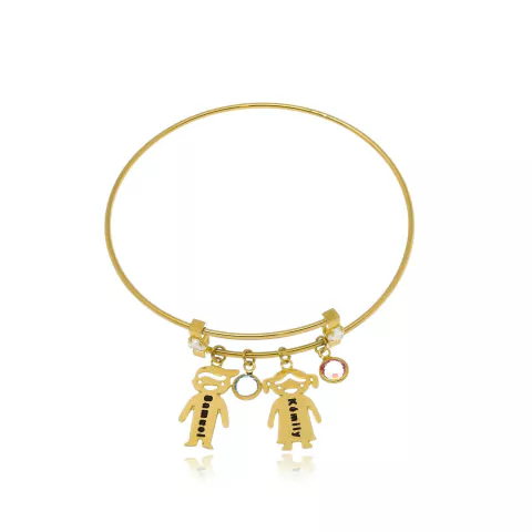 PULSEIRA AJUSTAVEL COM BONECOS E NOME PERSONALIZADO - PL 74 BANHADO OURO 18K