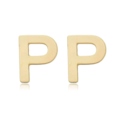 BRINCO LETRA LISA 1,0CM - BANHADO OURO 18K BR 66
