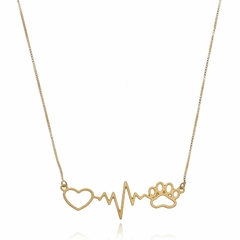 COLAR CORAÇÃO, BATIMENTO, PATA - BANHADO OURO 18K CL 150