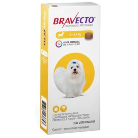 Bravecto Cães 02 Até 4,5 KG (Antipulgas e Carrapatos)