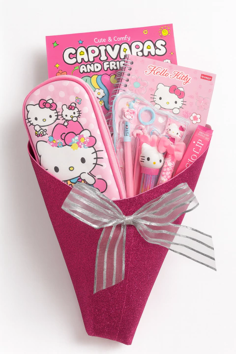 BUQUE DE PAPELARIA ROSA PRESENTE FEMININO - comprar online