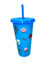 copo com canudo  personalizavel adesivos 3d e 2 d  azul