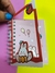 MINI CADERNO KAWAII COELHINHO FOFO COM FOLHAS DECORADAS - CAPA MOLE - DONA LOLA PRESENTES E PAPELARIA