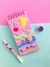 BLOCO DE ANOTAÇÕES SORVETE ALTO RELEVO COM GLITTER FOLHAS DECORADAS