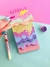 BLOCO DE ANOTAÇÕES SORVETE ALTO RELEVO COM GLITTER FOLHAS DECORADAS