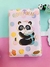 CADERNO  LUXO PANDA KAWAII COM FOLHAS DECORADAS - E FECHO DE IMÃ